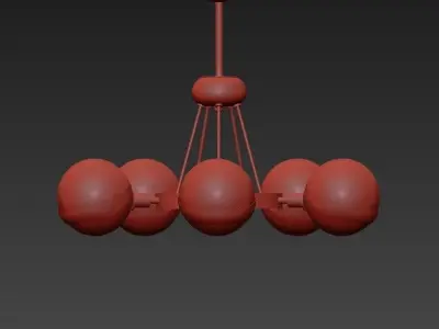 Hold Ball Brass Chandelier 5 3D model