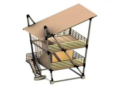 Steel and Wood Beach House 3D model