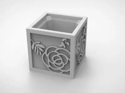 flower relief pattern vase 3D print model