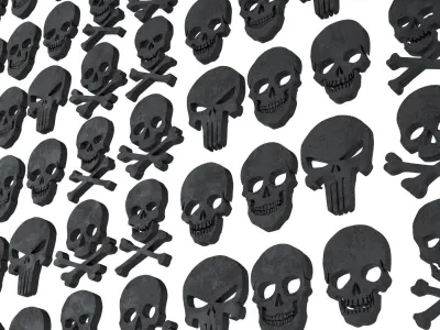 Skull Skeleton silhouette Low-poly 3D model