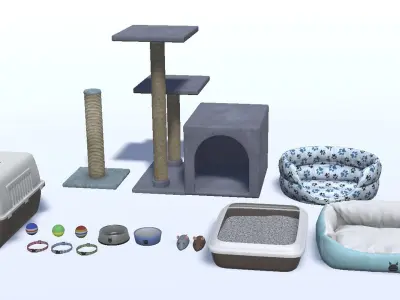 Cats - Simple Low-poly 3D model