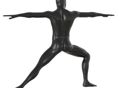 Male black mannequin stands in yoga pose 125 3D model