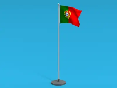 Low Poly Seamless Animated Portugal Flag Low-poly 3D model