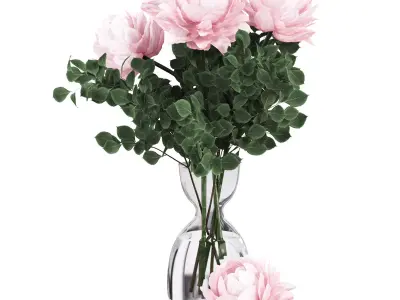 Bouquet Flower Plant Set Low-poly 3D model