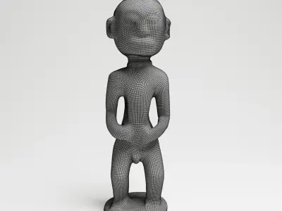 Ancient African Male Wood Sculpture from Uganda 3d scan 3D model