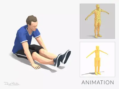 sitting leg raises Exercise Man Animation Low-poly 3D model