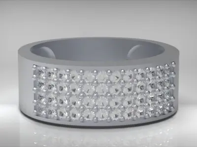 Wide Band Pave-Set Diamond Ring 3D print model