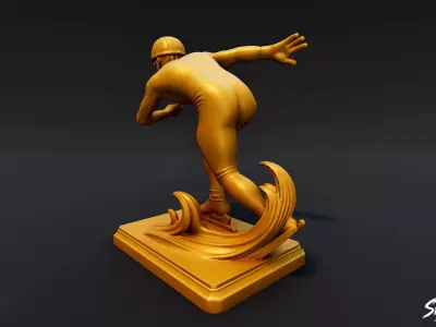 Golden Short Track Statue Low-poly 3D model