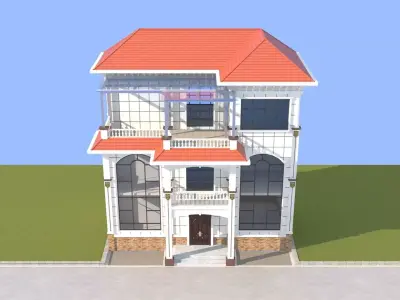 Aesthetic European - Style Villa 3D Model 3D model