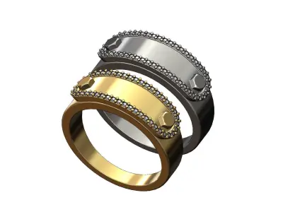 Bolted diamond tag ring US size 7and8 3D print model