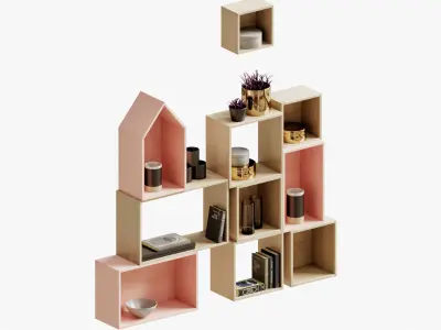 shelves set bookcase - house 3D model