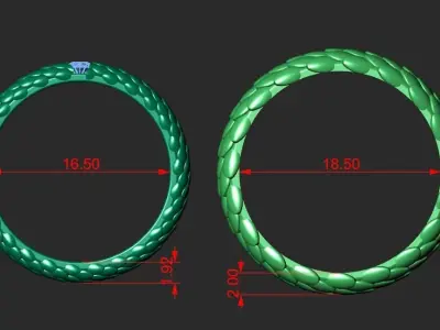 WEDDING RINGS WITH SNAKE SCALES 3D print model