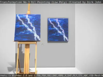 Blue Transformation no-3 Oil Painting   Low-poly 3D model