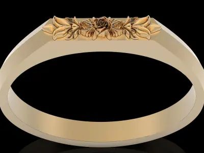 Flower rose lux ring silver gold printable jewelry 3D model 3D print model