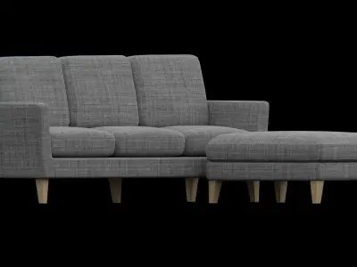 Sofa and Ottoman furniture set Low-poly 3D model