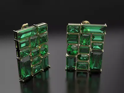 Earrings with baguettes  3D print model