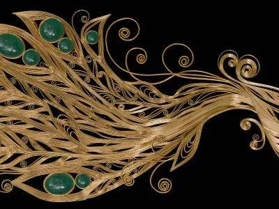 Peacock Ornament Design Asset 3D model