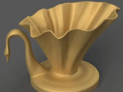 Elegant Swan planter- candy container - urn- candle holder 3D print model