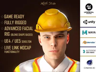 High Quality Male Engineer Low-poly 3D model