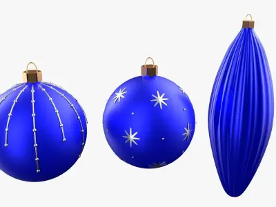 Christmas Tree Ornament Set1 - Blue White Low-poly 3D model