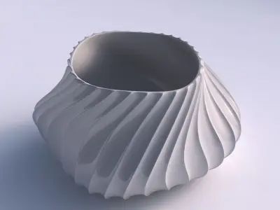 Bowl twisted elipse with extruded vertical lines 2 3D print model