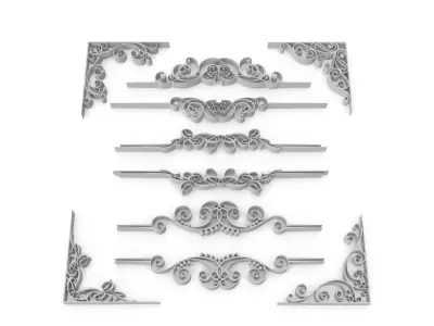 Ornate Swirls 02 Set 3D model