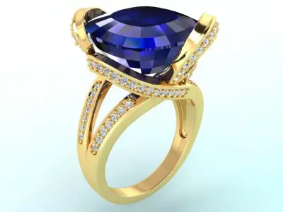 Gemstone rings - Square stone ring - Diamond rings 3D print model