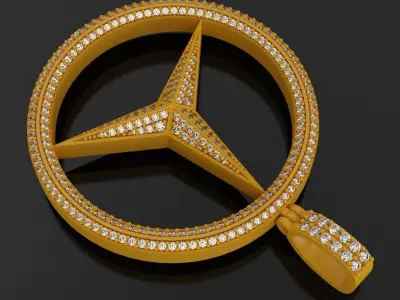 Mercedes Benz  Pendant With Diamonds 3D print model