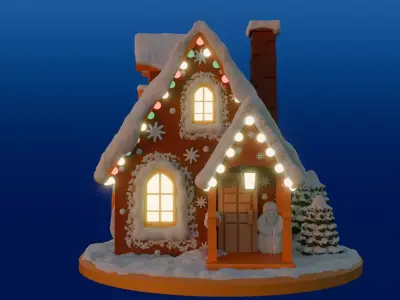 Snowy gingerbread house 3D print model