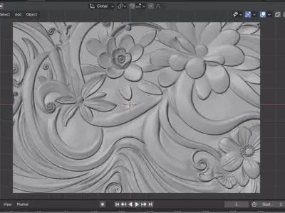 CNC STL Relief Panel Classic Floral Art Carving File 263 3D model
