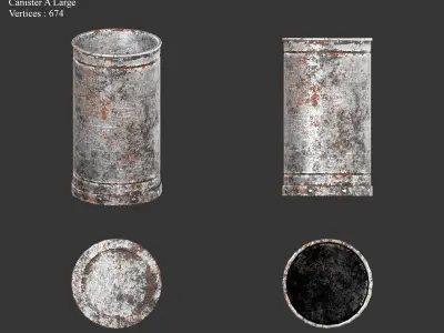 Medieval Containers Metal Canisters Low-poly 3D model