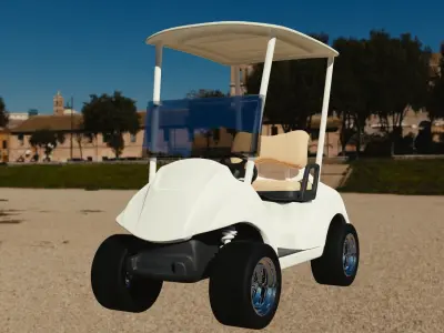 detailed low poly golf cart model 3D model