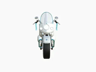 Motorcycle Cartoon B04 White Blue - Custom Vehicle Design Low-poly 3D model