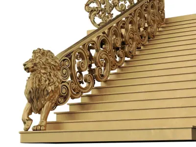 Lion Ladder Classic frame of luxurious gold interior  3D model