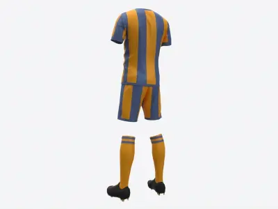 Soccer Uniform with Boots Yellow Stripes 3D model