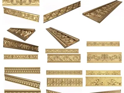 Collection of Ornament Elements Low-poly 3D model
