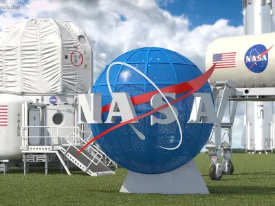 NASA Logo on Globe 3D model