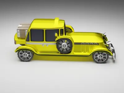 Low Poly Car with box Low-poly 3D model
