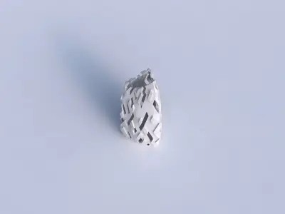 Vase curved tipping triangle 2 with cuts and bulges 3D print model