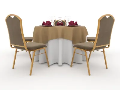 Banquet Table and Chair 12 3D model