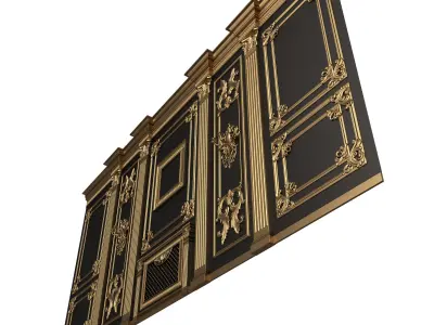 Boiserie Classic Wall with Mouldings 010 Black Low-poly 3D model