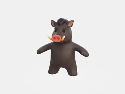 Little animal baby - Wild Boar cute - Animated Low-poly 3D model