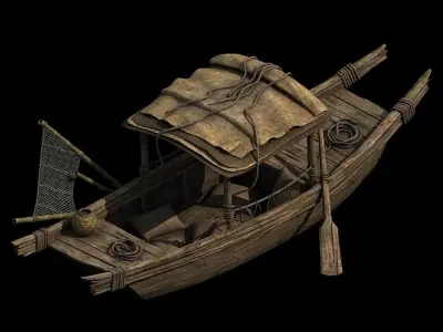 Game Small fishing boat 043 3D model