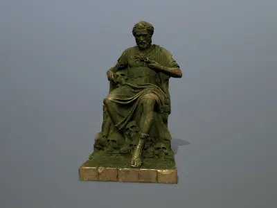 Man Statue Low-poly 3D model 6