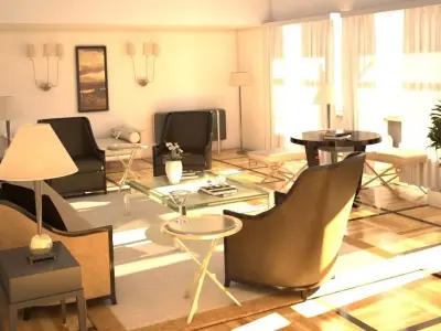 Classic luxury salon design with 3ds max Low-poly 3D model