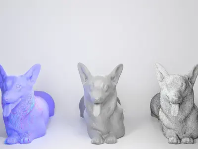 Corgi dog lying 03 Low-poly 3D model