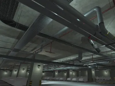 Indoor Parking Lot Low-poly 3D model