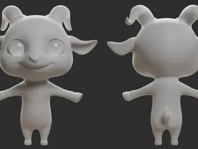 Goat  Cartoon Low-poly 3D model