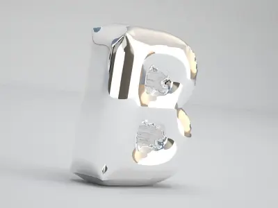 Silver B Balloon 3D model
