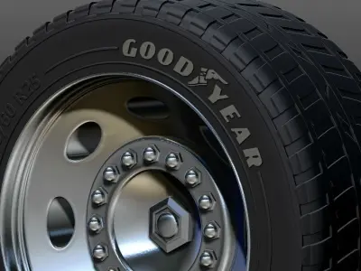 truck rim tires STL file two versions Goodyear and Michelin 3D print model